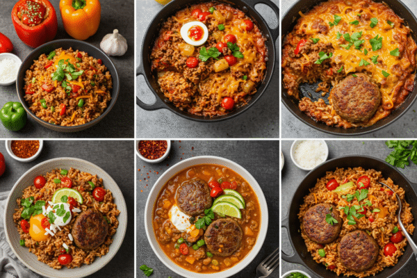 Seven delicious ground beef and rice recipe variations