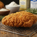 Ultimate crispy buttermilk fried chicken recipe resting on a wire rack for maximum crunch.