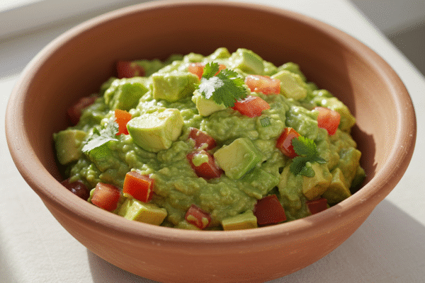 Authentic guacamole in traditional molcajete