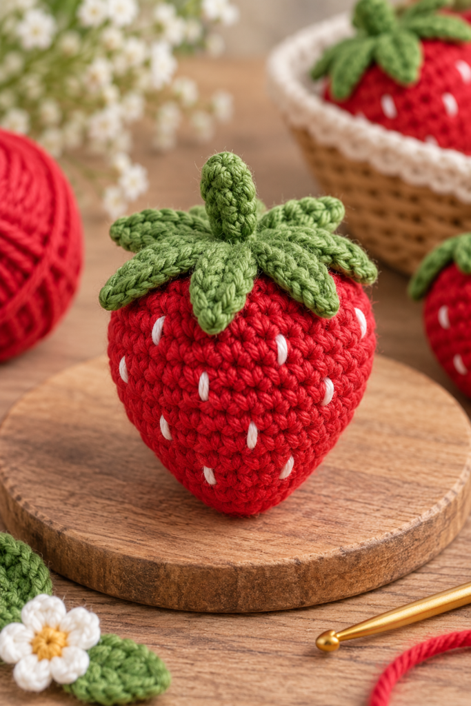 Mini Crochet Strawberry – Easy Amigurumi Tutorial