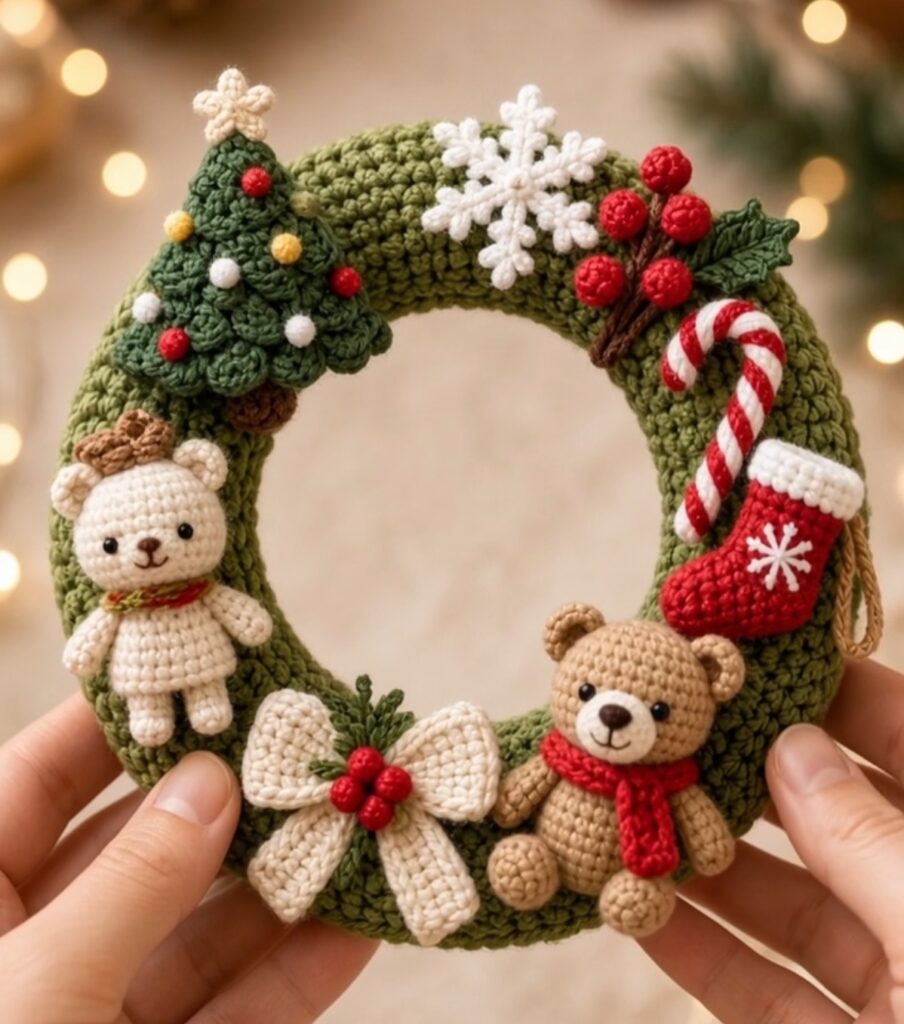 Crochet Christmas Wreath – Easy Step-by-Step Tutorial